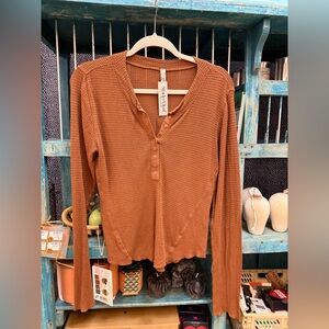 Free People Rust Long Sleeve Top